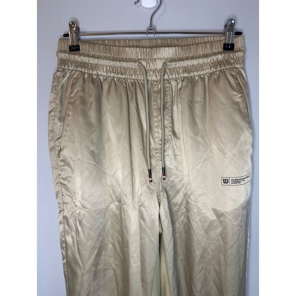 Wilson Sporting Goods Gold Satin Jogger Track Pants Elastic Waist Medium - Picture 2 of 7